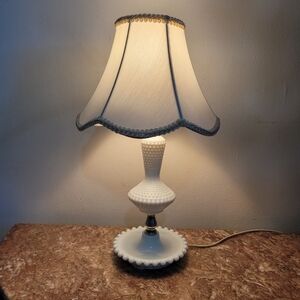 Vintage Milk Hobnail Glass Table Lamp